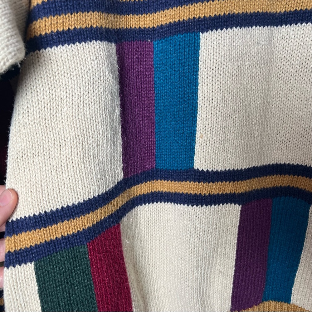 Ivy Club Classics Men’s Knit Crewneck Sweater Multicolor Block Pattern Large 90s - Picture 5 of 7